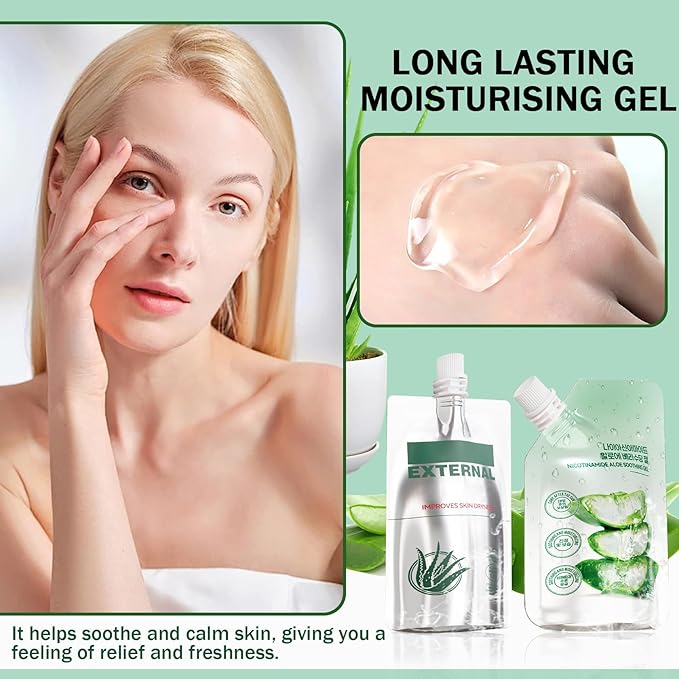 2PCS Moisturizing Gel for Face & Body,Non-sticky Gel After Sun Aloe Lotion Skin Care,Fast Absorbing Long Lasting Refreshing Hydrating Face Moisturizer for All Skin Types 010