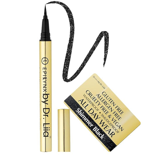EPILYNX Waterproof Eyeliner - Smudge-Proof Liquid Eyeliner Pen with Precision Tip for Smooth, Long-Lasting Application - Vegan, Hypoallergenic & Gluten-Free Eye Liner - 2mL Shimmer Black