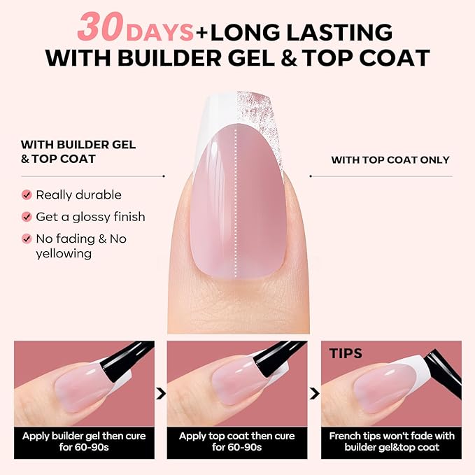 modelones French Tip Press on Nails, 150Pcs Short Coffin Fake Nails with Nail Box, Pink & White Gel Nail Tips for Women, Soft Glue-On Nails for Natural Salon Look, DIY Nail Art Kit (15 Sizes)