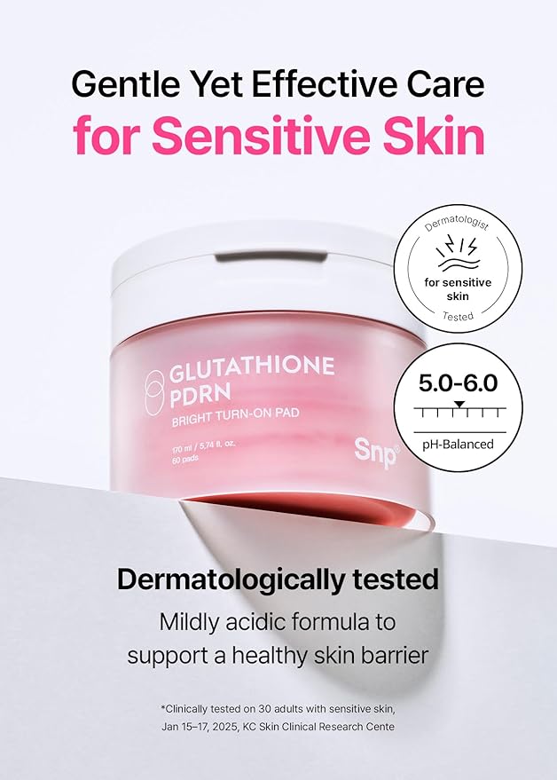 Snp PDRN+99% Glutathione+Niacinamide Facial Toner Pads | Treat Blemishes Exfoliating Pad | LHA, PHA Acne Pad | Bamboo & Vitamin C, E, Ferulic Acid Double-Sided Patch | Toner Pads Korean | 60 Sheets