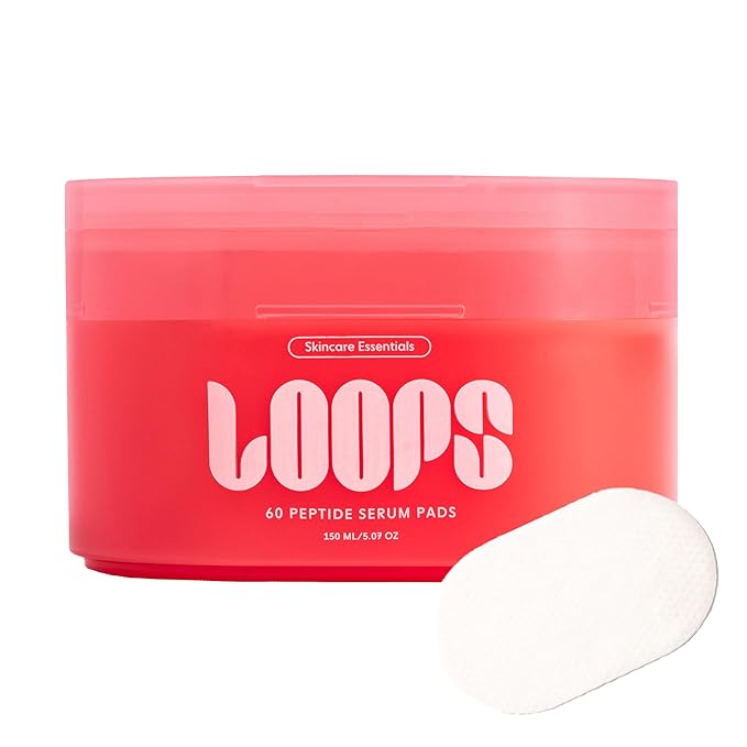LOOPS Peptide Serum - Firm, Fortify, and Fight Fine Lines -and Moisturizing Skincare - Pre-soaked Veocell Embo Pad - Peptide Complex Serums to Rejuvenate and Prejuvenate -Face Serum Pads