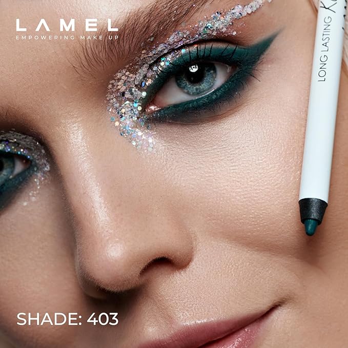 Lamel Green Eyeliner, Ultra Long Lasting Gel Eyeliner Pencil, Waterproof Eye Liner, Smudge Proof, Creamy Eye Pencil, Waterline, Sweat Proof Makeup, Highly-Pigmented (403 Shade)