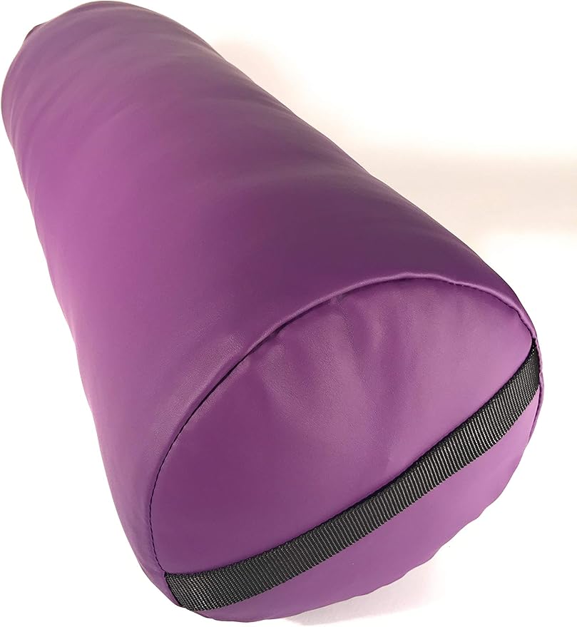 Fluffy Massage Bolster Pillow by NRG - 8"W x 26"L Full Round Massage/Spa Table Bolster with Carrying Strap - Supports Neck, Knees or Ankles - PVC Free Vinyl Upholstery - CFC Free Foam - Color: Purple