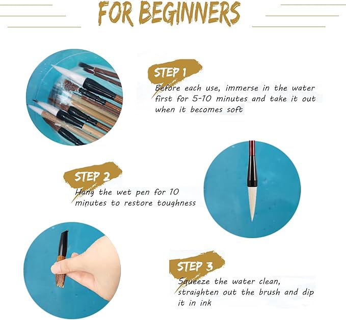 10-Piece Chinese Calligraphy Brush Set - Premium Writing Brushes for Beginners & Artists - with Roll-up Bamboo Brush Holder,Chinese Painting Brushes Set Flower Bird Line-Drawing Brushes