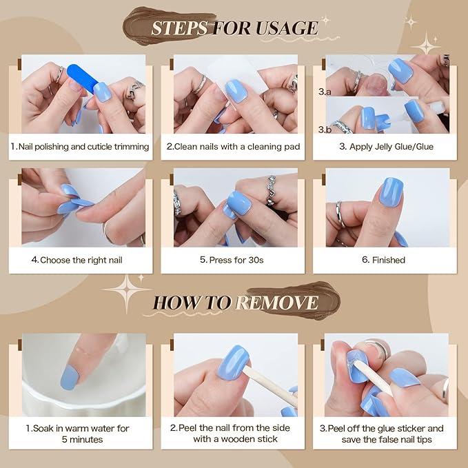 Square Coffee Brown Press on Nails Short, Jofay Fashion Winter Fall Solid Color False Nails with Glue, Comfortable & Natural Acrylic Fake Nails, Glue on Nails for Women Girls Gift