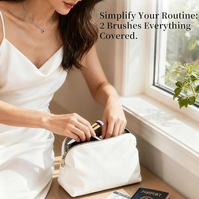 docolor Concealer Brush and Foundation Brush for Liquid Makeup, 2PCS Angled Kabuki Blending Makeup Brush Perfect for Liquid Cream Powder Blending,Stippling,Highlighter and Nose Contour