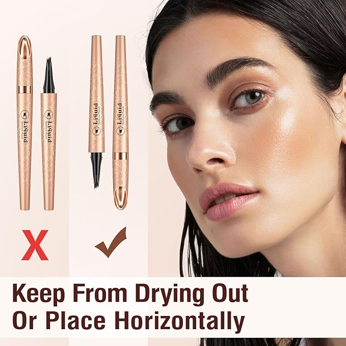 Microblading Eyebrow Pen - Long Lasting Waterproof Brow Pencil With Micro-Fork Tip Applicator and Stays on All Day (Gray)