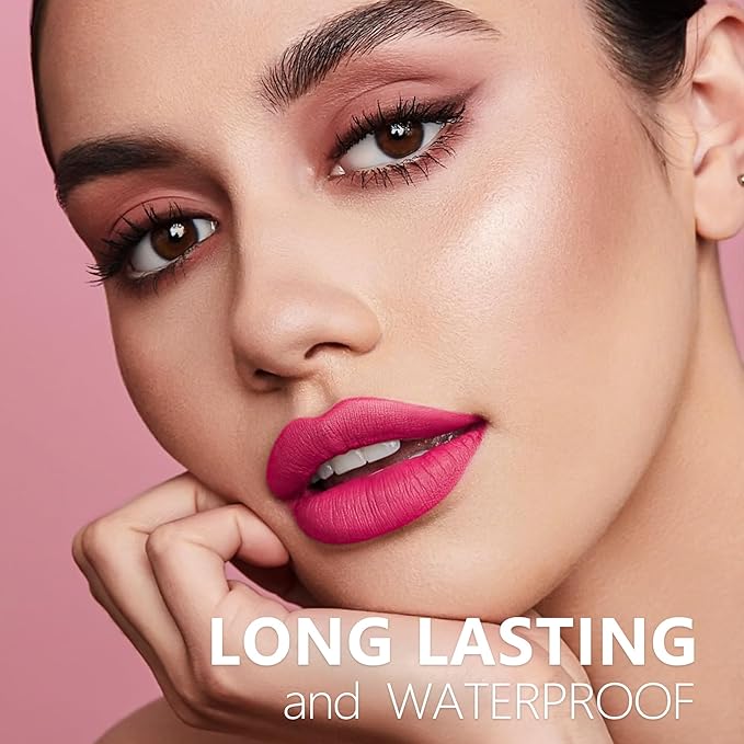 Dark Red Pink Berry Lipstick 3Pc Long Lasting Lipsticks for Women Pigmented Smudgeproof Transferproof Vegan Cruelty Free Lip Color, A66/44/48