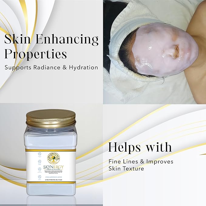 Hyaluronic Acid Jelly Mask - Professional Grade HydroGlo facials professional Peel Off Face Mask for Skin Hydration, Radiance, Reduced Fine Lines, and Pigmentation | 30 fl oz