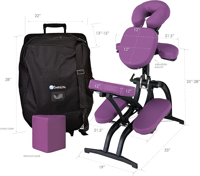 EARTHLITE Portable Massage Chair AVILA II - Premium Folding Spa/Massage/Tattoo Chair incl. Rolling Carry Case