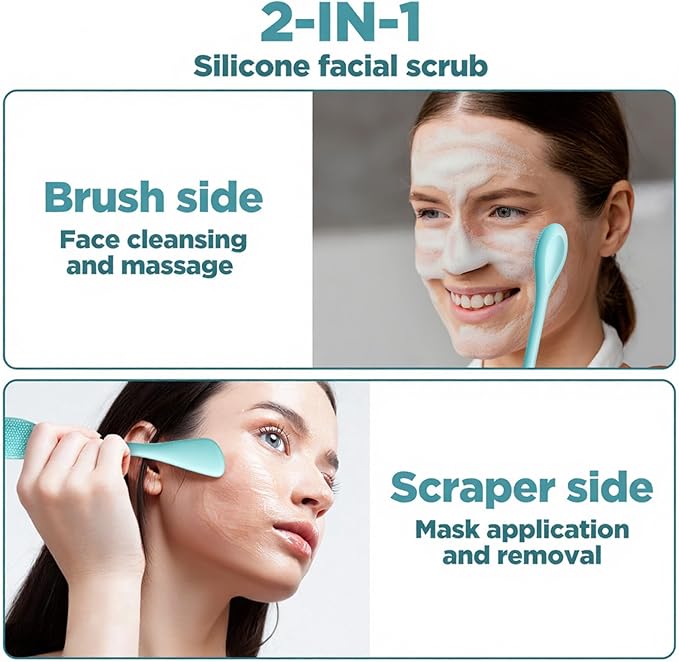 Face Scrubber Pore Cleaning Brush Face Mask Applicator Skin Care Tool for Men Women Deep Cleansing(Blue)