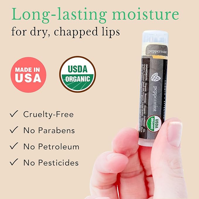 Organic Lip Balm Pack - Original Lip Balm for Dry Cracked Lips, Christmas Stocking Stuffers Women & Men, Lip Balm Set, Lip Moisturizer, Natural Lip Balm for Men, Lip Care Products for Lip Repair