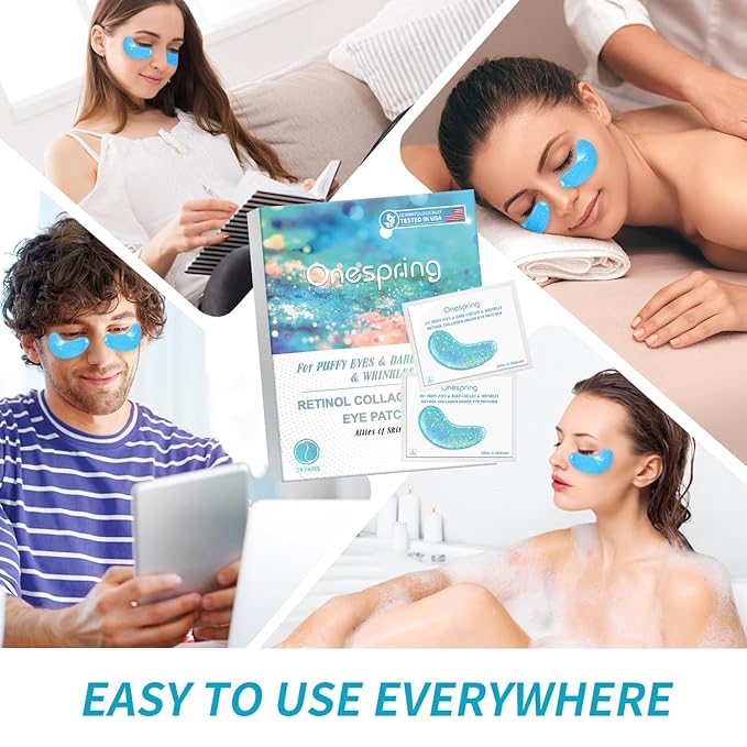 Eye Masks, Under Eye Patches for Puffiness, Retinol Collagen Eye Gel Pads, Reduce Wrinkles, Eye Bags & Dark circles - Face Mask Skincare, Anti Aging & Moisturizer, 24 Pairs