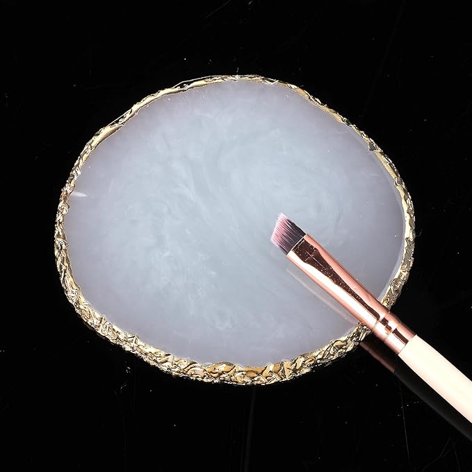 Resin Nail Art Palette Gold Edge Nail Holder Heart Shaped Color Makeup Foundation Mixing Tools Display Board Gel Nail Art Color Mixing Palette Painting Tray Manicure Tool (Irregular White)