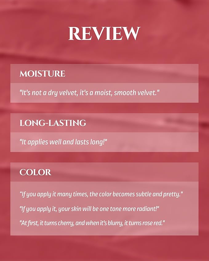 HEVVYMAKEUP Blurring Effect Lip Tint - Airy Velvet Matte Lips - Vegan, Longwear, Vibrant, Buildable Creamy Soft Texture - Korean Lip Makeup, Sweet Rosy, 0.13 fl.oz.