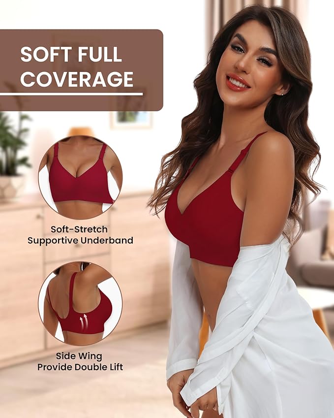 HORISUN Comfortable Seamless Full Coverage Bra for Women Wireless Bras with Soft Support Regular and Plus Size