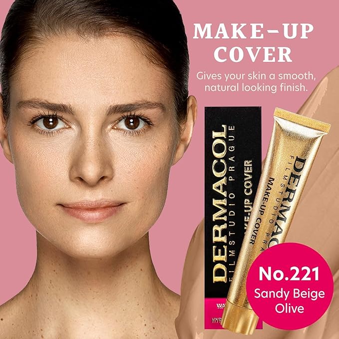 Dermacol - Full Coverage Matte Foundation with SPF 30, Waterproof Foundation for Oily Skin, Acne, & Under Eye Bags, Long-Lasting Makeup, 30g, Shade 221