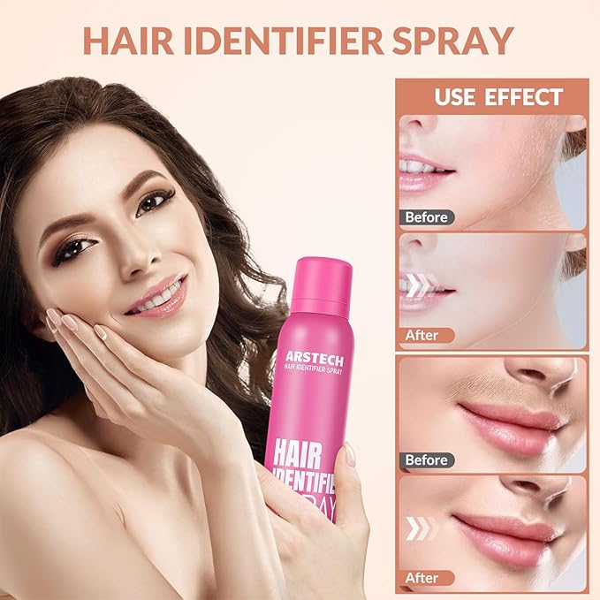 Hair Identifier Spray for Face Shaving Dermaplaning Tool Skin Body Dermaplaning Spray for Women with 4 Face Razor for Face Shaver Hair Removal Kit Excess Hair Dermaplane Razor for Women Face