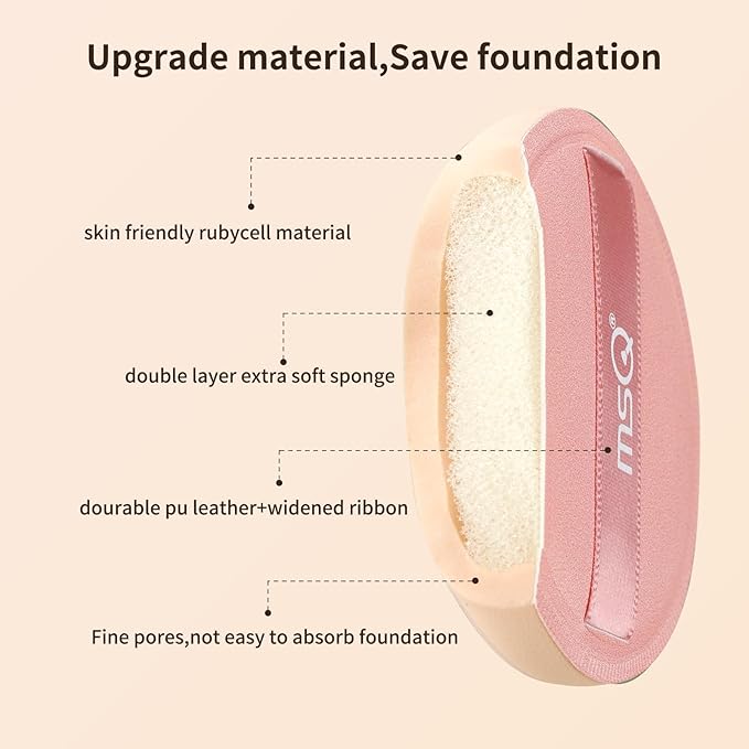 MSQ 5Pcs Makeup Sponge For Foundation Concealer and Powder, Triangle Powder Puff Soft Sponges Blender, Latex Free Blender Sponge For Liquid, Cream, Powder Seamless & Flawless Makeup, 2.75 in, Pink