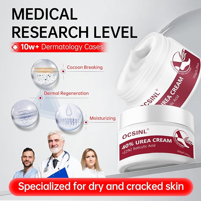 Urea Cream 40 Percent for Feet Maximum Strength, with Heel Protectors, Foot Moisturizer Cream for Dry Cracked Heels Rough Dead Dry Skin Foot Callus Remover - 5.29 Oz
