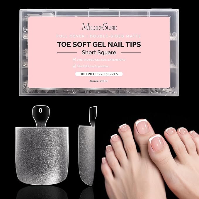 MelodySusie Square Toe X Nail Tips - 300Pcs Clear Acrylic, Full Matte Full Cover Press on Nails for DIY Extension & Salon Use,15 Sizes Pre-Shaped for Long-Lasting Manicure