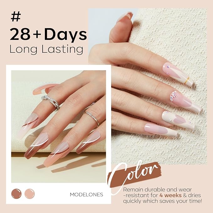 modelones Nude Gel Nail Polish Set -6 Colors Neutral Milky White Pink Brown Gel Polish Kit Skin Tones Soak Off Nail Kit Manicure DIY at Home Nail Art Salon Gift