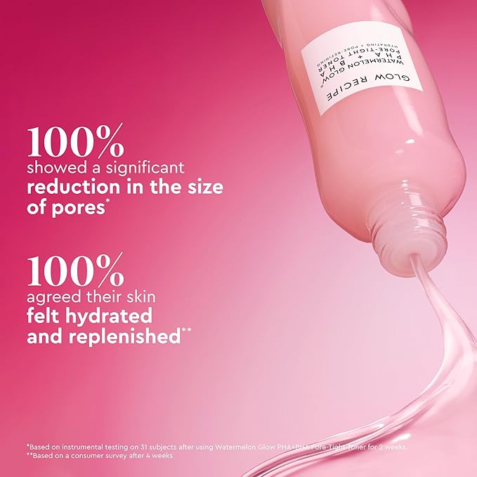 Glow Recipe PHA + BHA Face Toner - Korean Skin Care Pore Minimizer & Gentle Facial Exfoliator for Tightening, Hydrating & Exfoliating - Glycerin, Watermelon & Cactus Water (40ml)