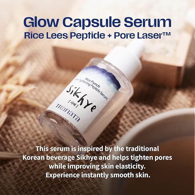 [TRANATA] Rice Punch Peptide Capsule – Hydrating Essence for Glowing, Glass Skin | Pore Refining & Firming | 80% Rice Peptide + Fermented Lactobacillus | Vegan K-Beauty Skincare