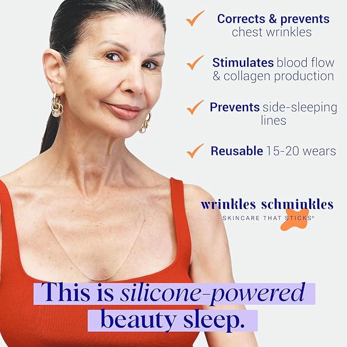 Wrinkles Schminkles Chest, Cleavage & Body Stretch Mark Wrinkle Patches | Reusable Hypoallergenic Pregnancy Safe Silicone Smoothing Pads to Prevent and Reduce Wrinkles & Stretch Marks | 2 Pack