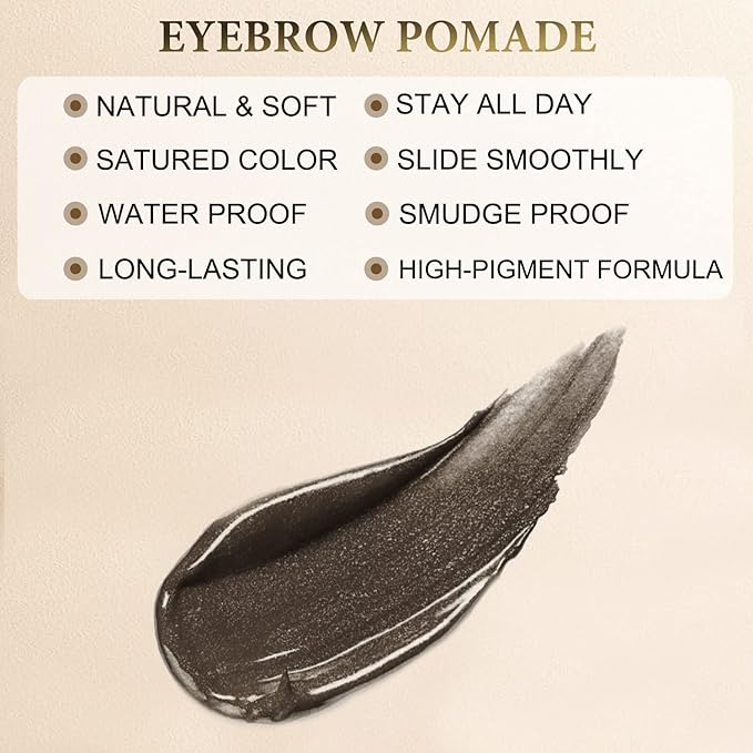 LAVONE Eyebrow Stamp Stencil Kit, Brow Stamp Trio Kit with Waterproof Eyebrow Pencil, Eyebrow Pomade, 20 Eyebrow Stencils, Dual-ended Eyebrow Brush and Sponge Applicator - Medium Brown