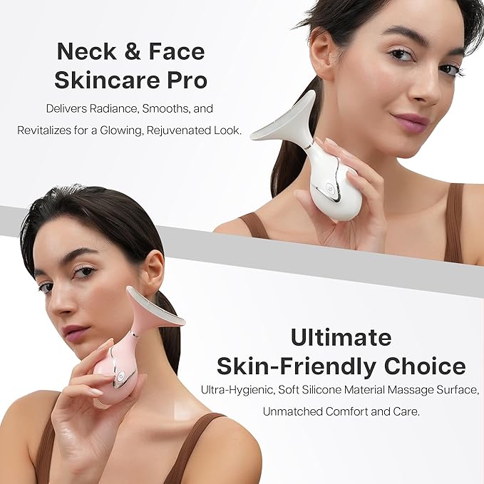Iris Neck Face Massager, Pro Face Sculpting Tool with Charging Base, All-in-1 Facial Device for Enhanced Absorption, Radiance, Contouring, Elasticity, Home Facial Spa (White)