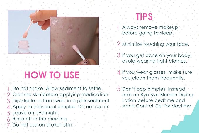 Bye Bye Blemish Acne Drying Lotion, Reduce Pimples Overnight, On-the-Spot Pimple Treatment, Beauty Skincare Essential - 1oz. (3 Pack)