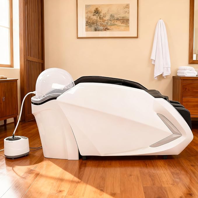 TATARTIST Shampoo Bed Head Spa Bed Full Body Electric Massage Table Armrest Leg Airbag Automatic Massage Hair Spa Equipment with Fumigation Function and 78 outlets Water Circulator (Black)