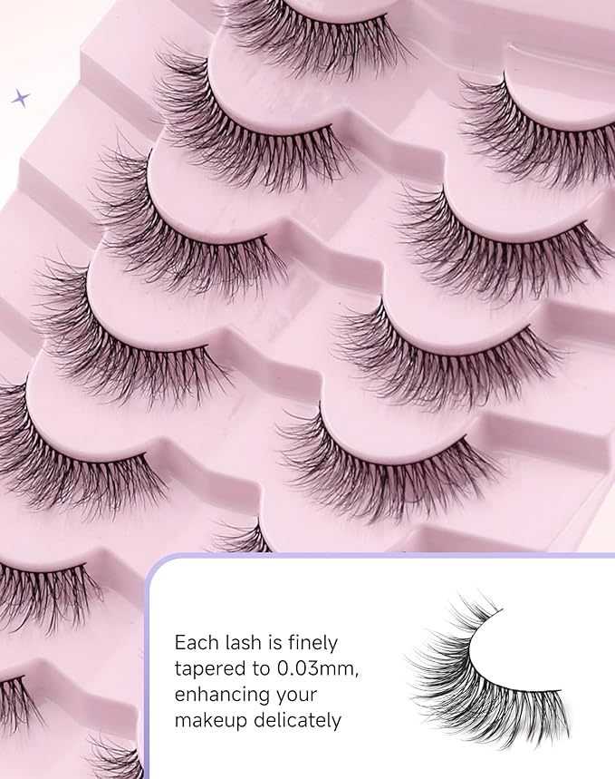 Natural False Eyelashes Strip Natural Look C Curl Wispy Lashes Wispy-01