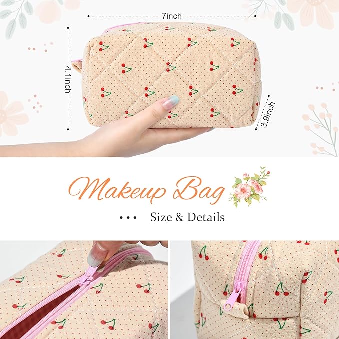 Soidram floral makeup bag quilted