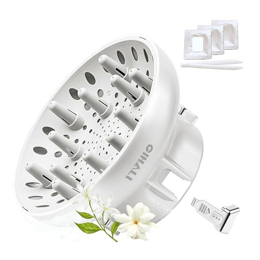 Universal Hair Diffuser “Super Sturdy” 1.7 Inch to 2.6 Inch for Natural Curly and Wavy Hair, Hair Dryer Attachment (White 2 Aroma Upgrade)