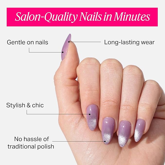 Nailboo Press On Nails, Salon-Quality Reusable Fake Nails for Fast DIY Manicure with Strong Hold Nail Glue for Press Ons, Nail File, & Alcohol Prep Pads, Queen Supreme