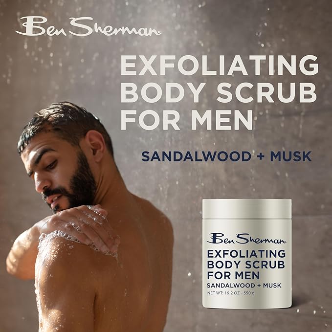 Ben Sherman Exfoliating Body Scrub For Men with Shea Butter Vitamin A and C, Moisturizing Hydrating Body Scrub for Healthy Skin