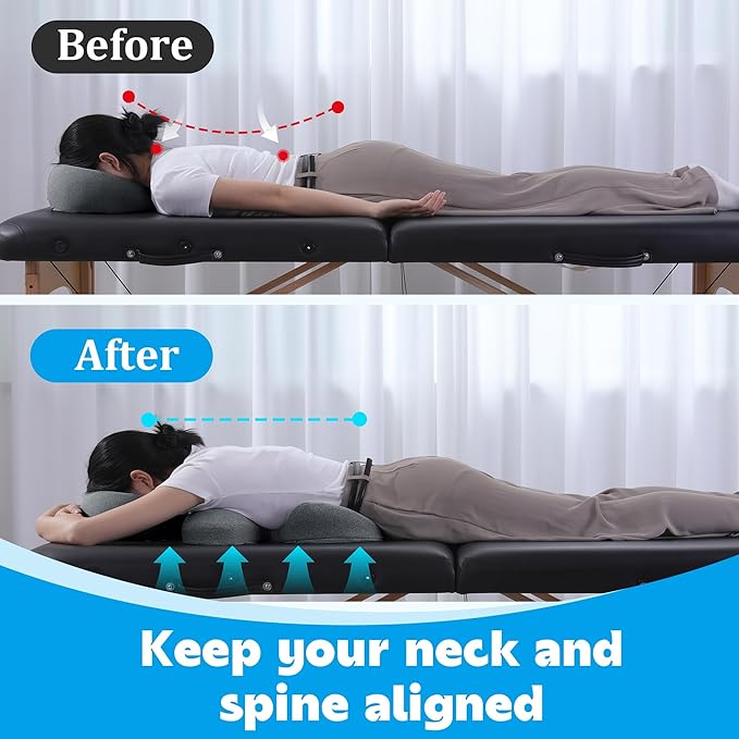 MABOZOO Face Down Massage Pillow, Face Down Pillow for Sleeping with Non-Slip Bottom, Home Head Cushion and Chest Cushion for SPA, Sleep (Gray)