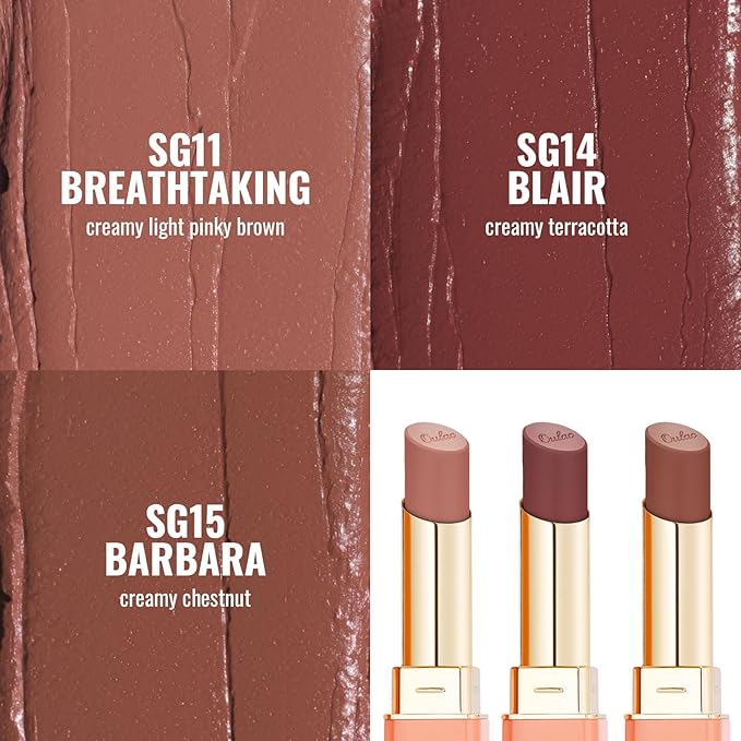 Oulac Color Rich Satin Lipstick Set For Women Red Burgundy Lipsticks High Impact Lipcolor Tinted Lip Balm, Nourishing, Satin Finish, Moisturizing Creamy Formula, Vegan Gluten Free (11+14+15)