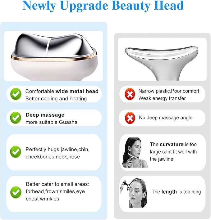 Cold Heat Facial Massager for Face Neck Tightening Lifting Depuffing,7-in-1 Red Light Therapy Sculptor Tool& Depuffer Wand,Cooling LED Electric gua sha Lift Device,Reduce Forehead Frown Smile Lines