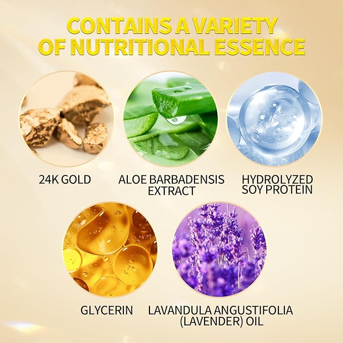 ROUSE Under Eye Patches (20 Pairs), 24K Gold Collagen Anti-Wrinkle Eye Mask Golden Anti-Aging Smooth Eye Pads for Dark Circles Puffy Eyes Moisturizing Nourishing