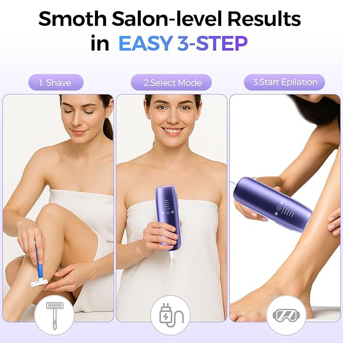 Laser Hair Removal with 5℃ Ice Cooling, Painless IPL Laser Hair Removal Device for Women & Men, 999,999 Flashes, 5 Levels, 2 Modes, Permanent At-Home Hair Removal for Face & Body, with 3 in 1 Set