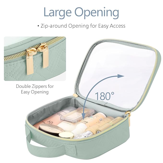 PACKISM TSA Approved Toiletry Bag, 2 Pack Clear Makeup Bags with Handle Large Opening, Clear Toiletry Bag Fit Carry-on Travel Essential, Travel Bags for Toiletries, Laurel Green