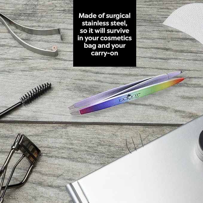 F.A.R.A.H Professional Z-Tweeze Dual Ended Tweezer - Rainbow Gradient Stainless Steel Tweezers