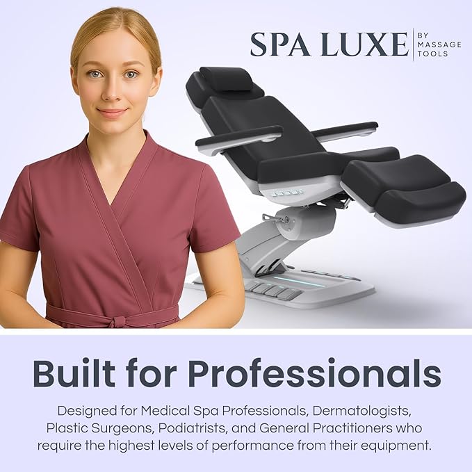 Massage Tools - Professional Spa and Facial Chair with 240° Rotation, LED Lighting, Memory Settings, and Adjustable Headrest - Premium Service Bed and Spa Chair for Salon and Facials - Grey