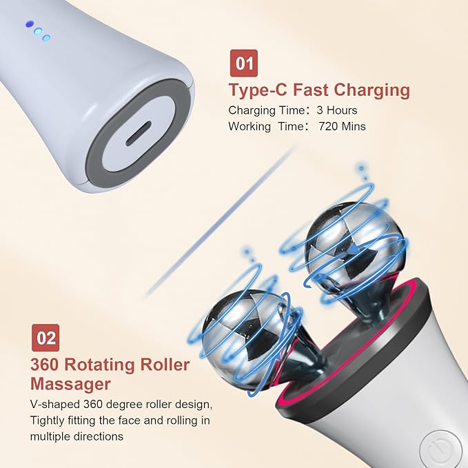 Microcurrent Facial Device - Electric Face Lifting & Toning for Face & Neck for Mother & Companion - Handheld Skin Care Device (White)