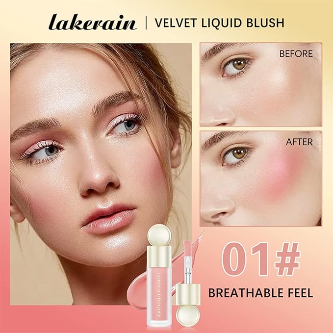 Liquid Blush, Natural Matte Velvet Finish, Soft Cream Liquid Face Blush for Cheeks, Skin Tint Rubor Makeup, Long Lasting Lightweight Blendable (#01 Nude Pink)