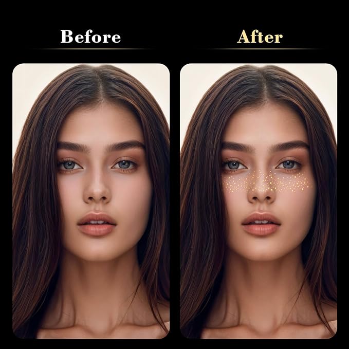 MEICOLY Silver and Gold Face Glitter,Glitter Freckles Face Tattoo for Women Kid,Gold Freckles,Silver Glitter Freckles,Sparkle Makeup Patches,Sparkle Freckles Speckles Patches,6 Count,3 Gold+3 Silver