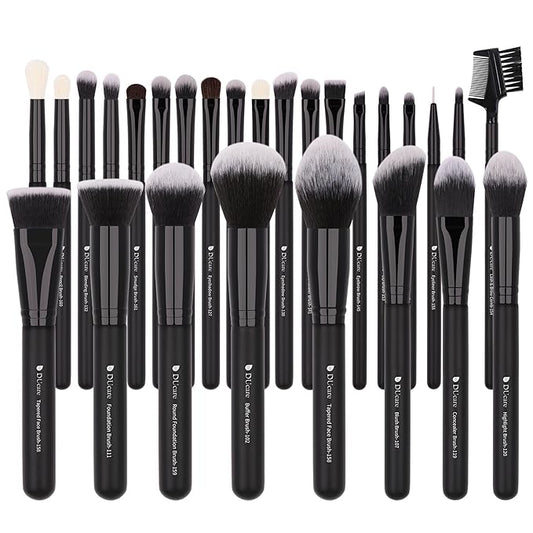 DUcare 27Pcs Makeup Brush Set Black Professional Premium Cosmetic Brushes for Foundation, Concealer, Eyeshadow, Blending, Powder, Contouring